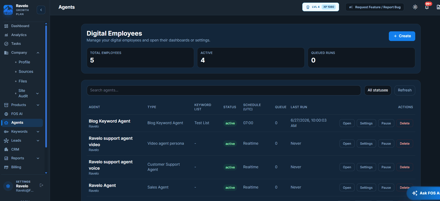 FOPOS business AI agents screen